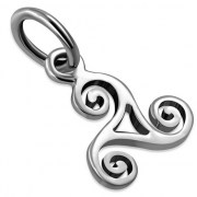 Tiny Triskele Triple Spiral Sterling Silver Pendant, pn427